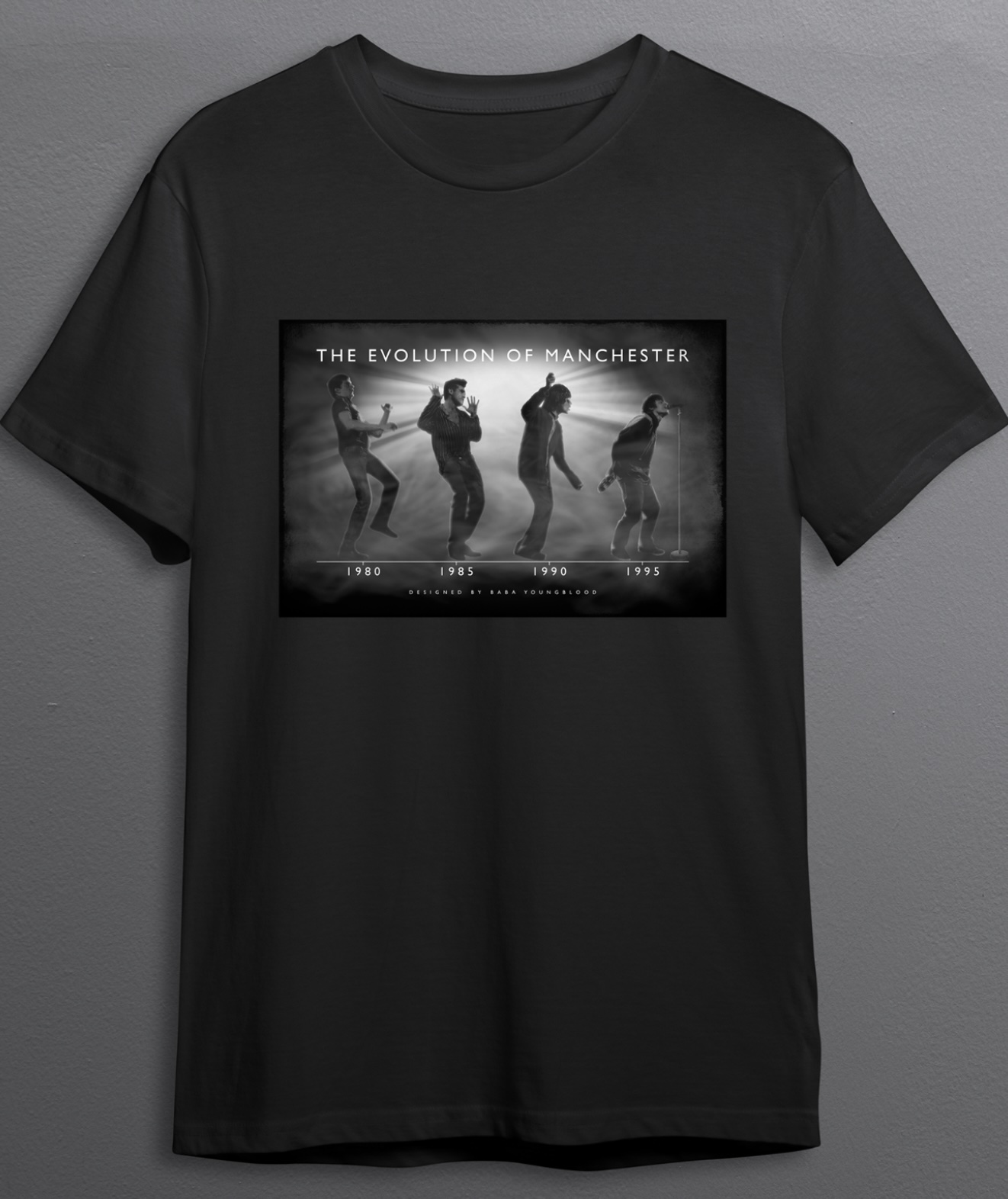 The Evolution of Manchester black T-shirt